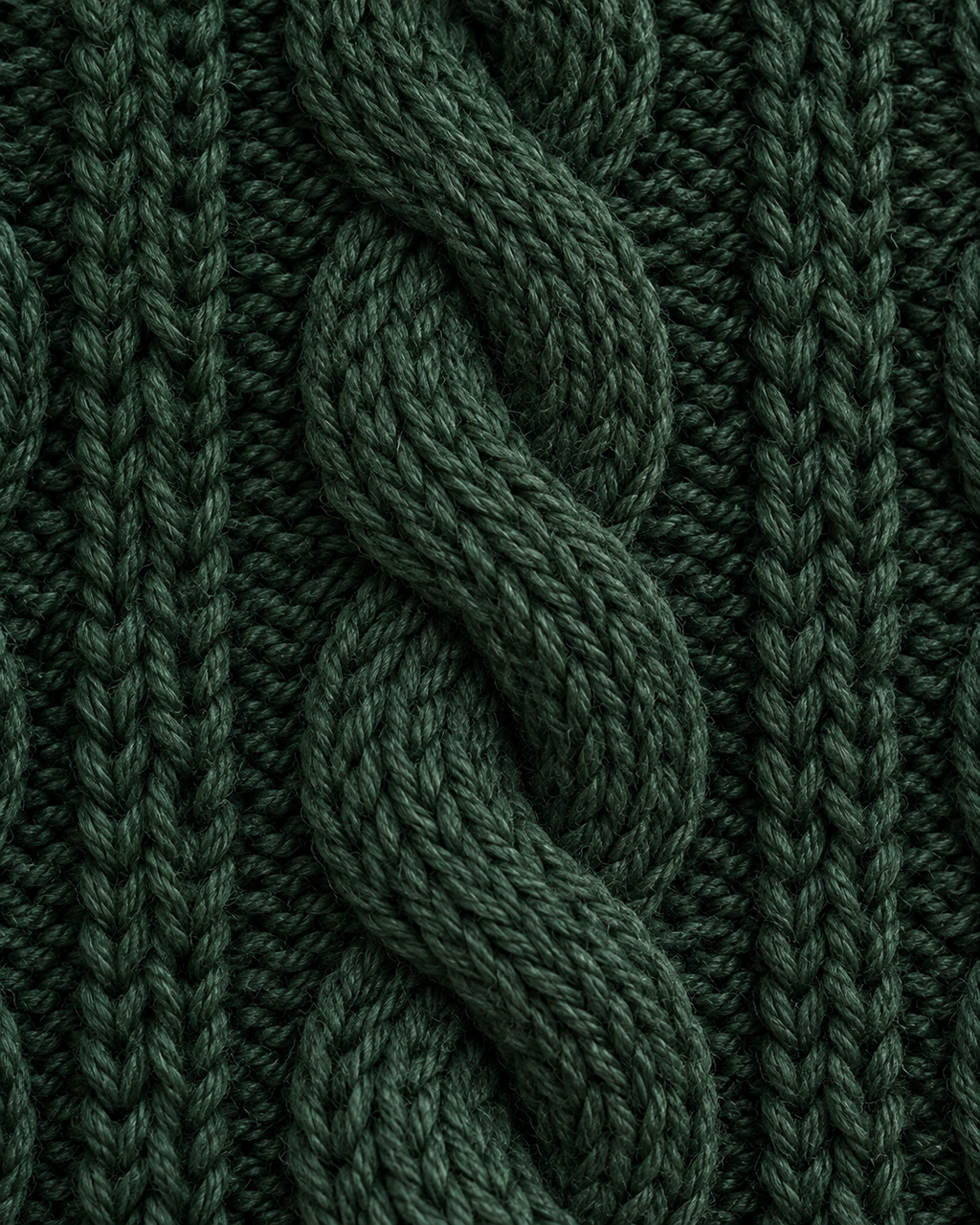 Dark spruce cable-knit texture of Cable Knit Jumper Timeless Refined
