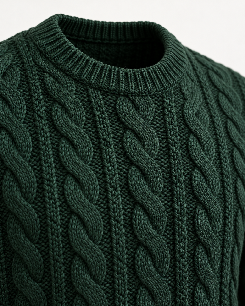 Ribbed crew neckline and cable-knit detail of Cable Knit Jumper Timeless Refined