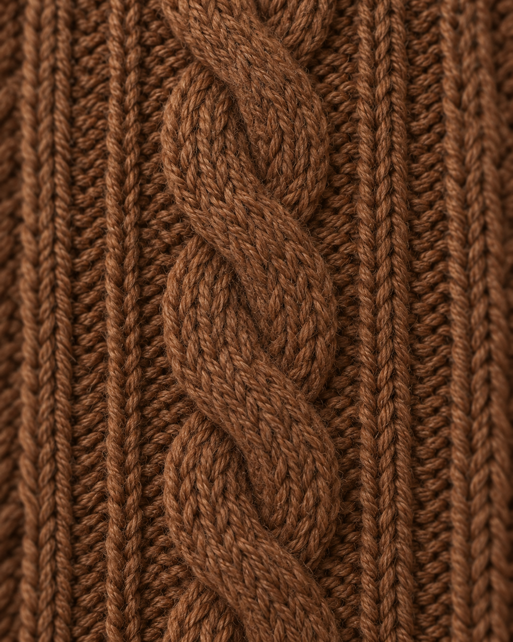 Cable Knit Jumper Rustic Heritage in chestnut brown — Cable knit texture detail