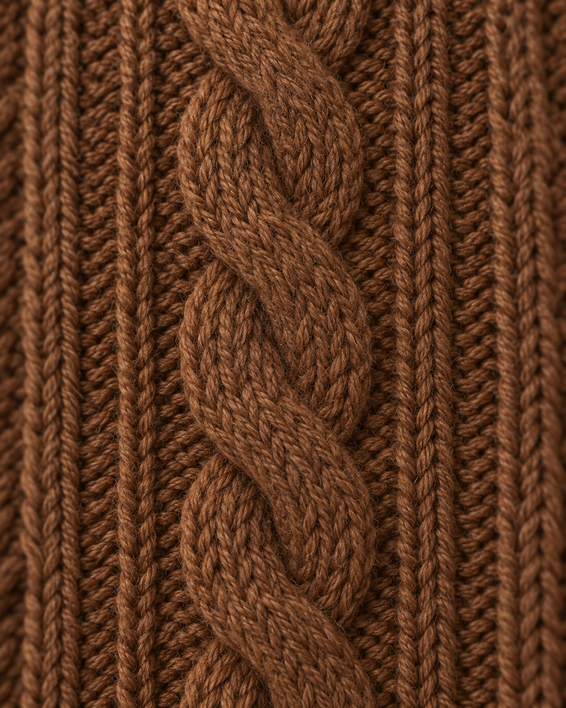 Cable Knit Jumper Rustic Heritage in chestnut brown — Cable knit texture detail