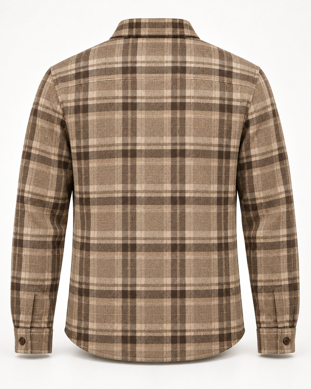 Check Overshirt Modern Refined in taupe, back view