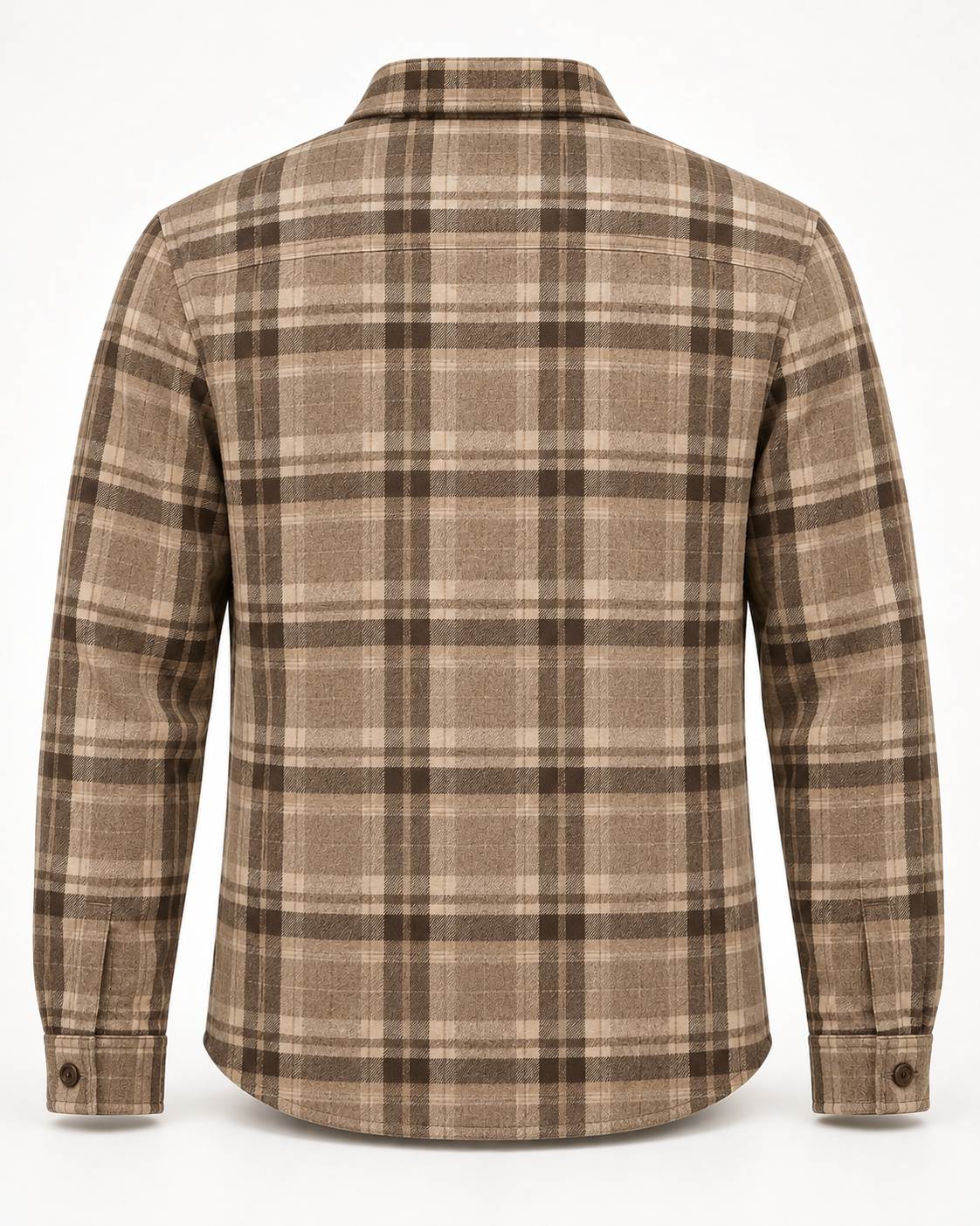 Check Overshirt Modern Refined in taupe, back view