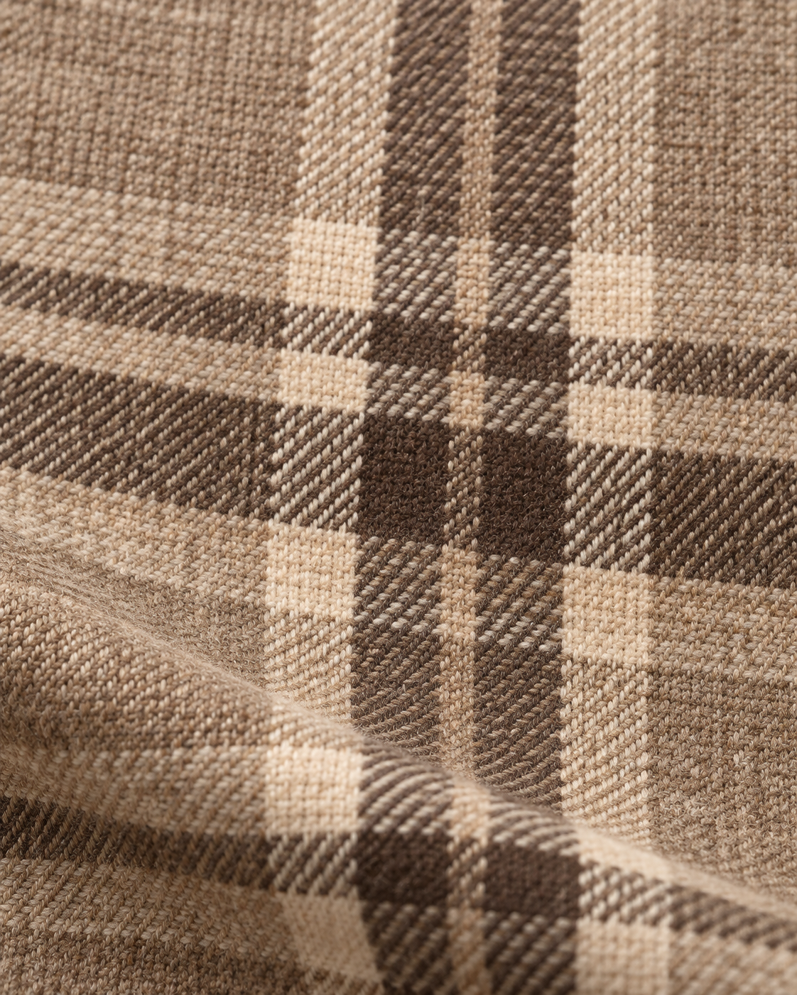 Taupe, brown and cream check fabric of Check Overshirt Modern Refined