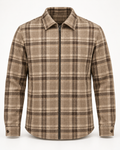 Check Overshirt Modern Refined in taupe, front view
