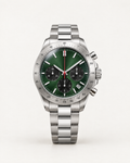 Chronograph Watch Sleek Precise in silver and green, front view