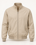 Harrington Jacket Timeless Refined in light stone beige, front view