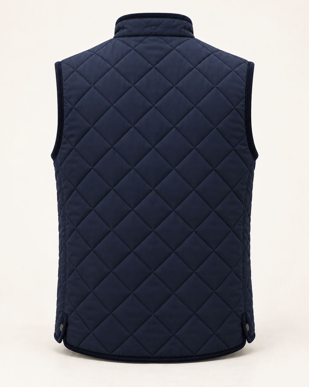 Quilted Gilet Classic Refined in navy blue, back view